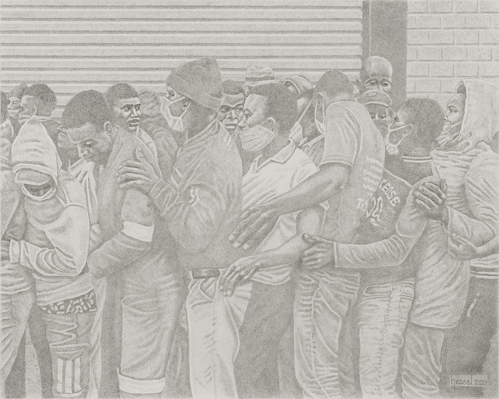 Lining Up - Silverpoint Drawing 20x16