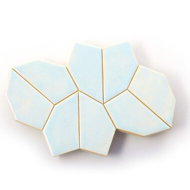 Mathew Karas, cluster of porcelain tiles, mounted on board
