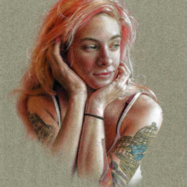 Marissa Madonna acrylic and colored pencil on toned paper